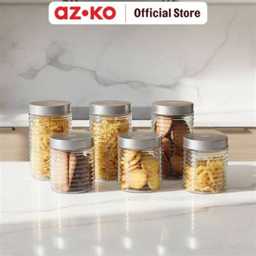 AZKO Culinart Mason Stoples Kaca Wide Mouth 480 ml Transparan - Silver Jar Kedap Wadah Lock Toples Rapat Kontainer Lock