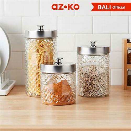 AZKO Culinart Stoples Kaca Transparan Toples Jar Food Container Setoples Wadah Penyimpanan Kedap Udara