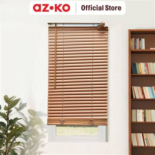 AZKO Forhom Venetian Blind 25 mm 40x180 cm - Cokelat Teak Blind Horizontal Kerai Jendela Blinds Slat Tirai Blinds