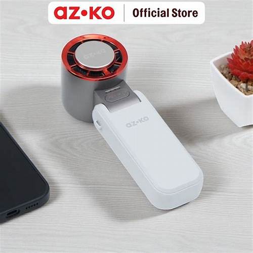AZKO Kipas Angin Portabel Rechargeable - Putih/Abu-abu Penyejuk Sirkulasi Udara Meja Outdoor