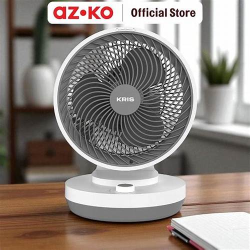 AZKO Kris 9 inci Kipas Angin Meja Dengan Timer - Putih/Abu-Abu desk fan penyejuk ruangan kipas baling-baling