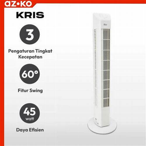 AZKO Kris Kipas Angin Berdiri Digital 36 Inch 45 Watt - Putih/Hitam Standing Fan Kipas Lantai Floor Fan