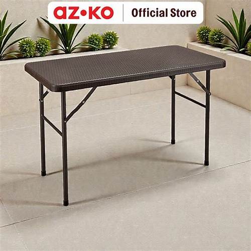 AZKO Krisbow 122 cm Meja Teras Lipat Rotan - Cokelat Meja Outdoor Meja Taman Meja Portabel