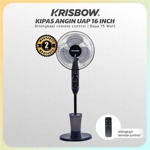 AZKO Krisbow Kipas Angin Uap 75 Watt 16 Inch - Hitam Penyejuk Ruangan Humidifier Sirkulasi Udara Rumah