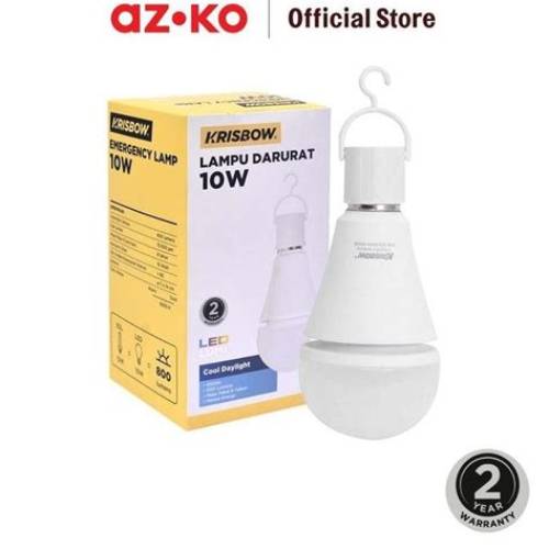 AZKO Krisbow Lumi Bohlam LED Darurat Cool Daylight E27 - Putih Light Bulb Lampu Bohlam Bulb Listrik Electric Lighting Globe Replacement Lamp