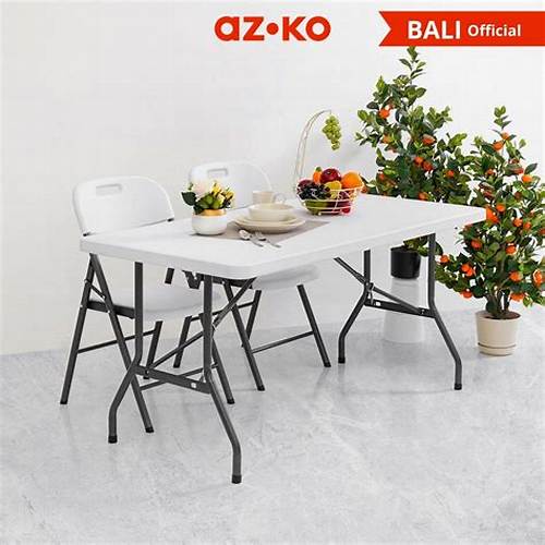 AZKO Krisbow Meja Lipat 152 cm - Putih Folding Table Portable Event Outdoor Furniture Serbaguna