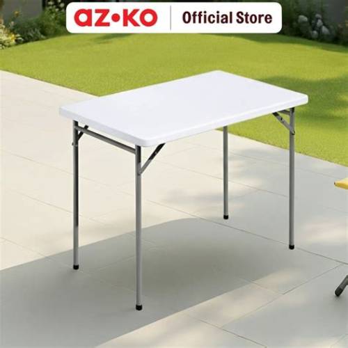 AZKO Krisbow Meja Lipat Rectangle 90x60 cm - Putih Folding Table Portable Event Outdoor Furniture Serbaguna
