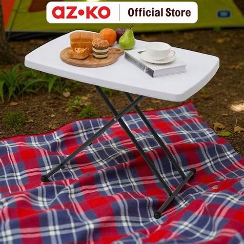 AZKO Krisbow Meja Lipat Rectangle - Putih Meja Lipat Portabel Meja Portable Folding Table Picnic Table