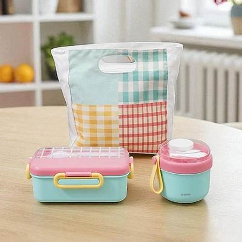 AZKO Picas Kotak Makan dengan Tas Insulated Set 3 pcs - Mix Lunch Box Set Paket Bekal Meal Kit Insulated Lunch Kit