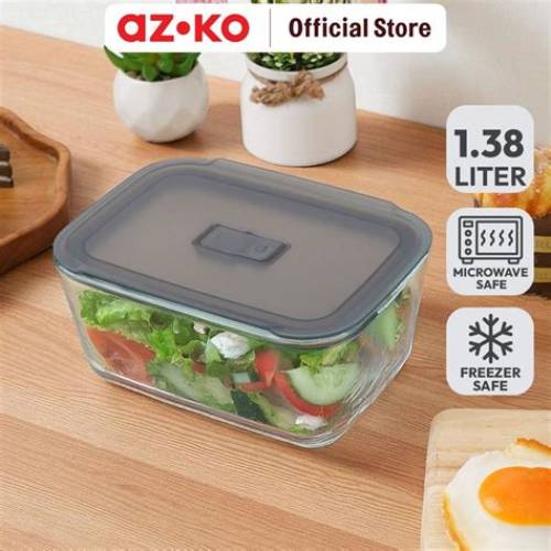 AZKO Picas Wadah Makanan Kaca 800 ml - Oranye Tempat Makanan Food Container Box Makanan