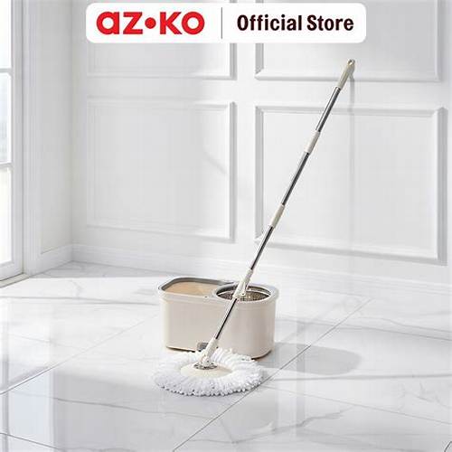 AZKO Proclean Set Alat Pel Putar Dengan Ember Peras Spin Mop Set Alat Pel Ember Refill Kain Microfiber