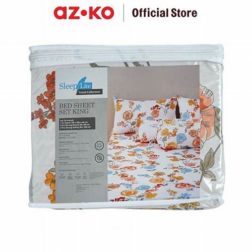 AZKO Sleeplite Set 5pcs Seprai Microfiber Flower Abby King Queen 180x200 160x200 Sprei Seprei Sprai Sepray Bed Sheet Kasur Alas Tidur
