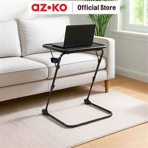 AZKO Soleil Meja Adjustable Dengan Tempat Gelas - Hitam Cup Minum Drinking Glass Drinkware Rumah Gelas Harian