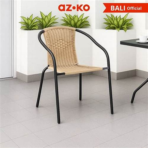 AZKO Soleil Natura Kursi Teras Bistro Wicker Patio Chair Balkon Kursi Santai Luar Garden Chair