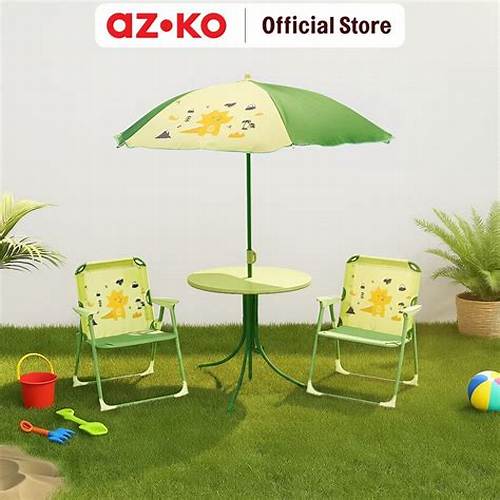 AZKO Soleil Patio Set Kursi Dan Meja Teras Anak Dengan Payung Garden Furniture Set Kursi Meja Taman Patio Outdoor Chairs