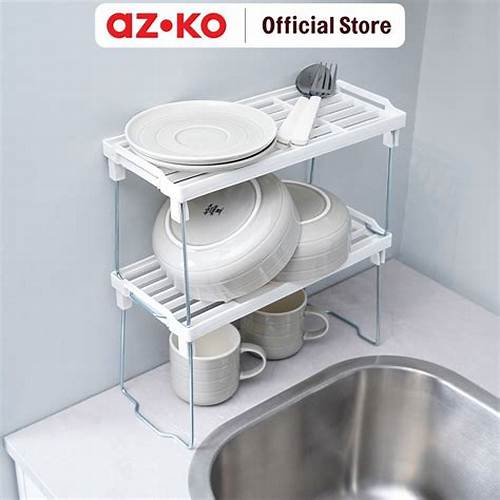 AZKO Stora Rak Penyimpanan Serbaguna 2 Tingkat Rak Serbaguna Kitchen Rack Storage Shelf Rak Penyimpanan Kitchen Storage