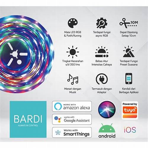 BARDI LED Strip Smart Light RGBWW 2 Meter / LED Flowing 5meter dan Adaptor Lamp Lampu Tidur Otomatis