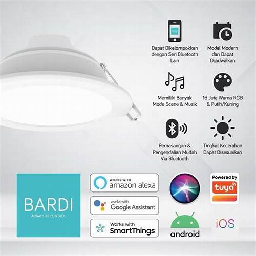 BARDI Smart Downlight Beacon Panel 8W dan 14W RGB WW Bluetooth Lampu Plafon Warna Kamar Gaming