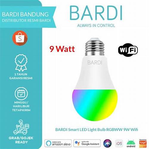 BARDI Smart LED Light Bulb RGBWW 9W Wifi Wireless IoT Home Automation