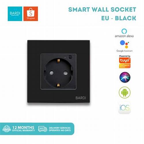 BARDI Smart Wall Socket Wifi EU Black For Alexa Google Home Automation