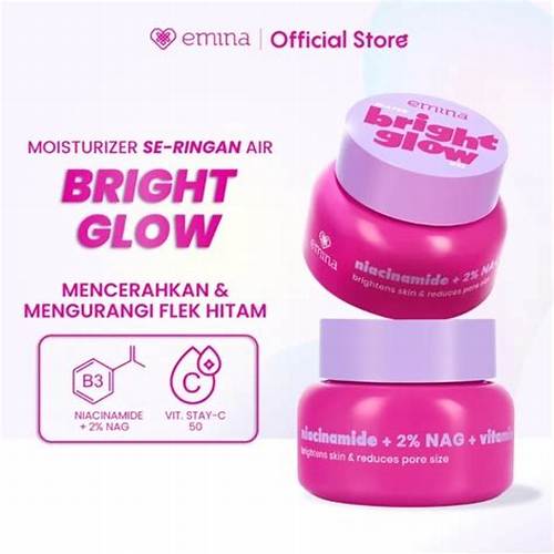 [BEST SELLER] EMINA Moisturizer Water Bright Glow dengan Niacinamide, 2% NAG, Vitamin C | Moisturizer Mencerahkan Kulit, Menyamarkan Pori-Pori, Mengurangi Bekas Jerawat, Mencerahkan Bekas Jerawat Kehitaman, All Skin Type