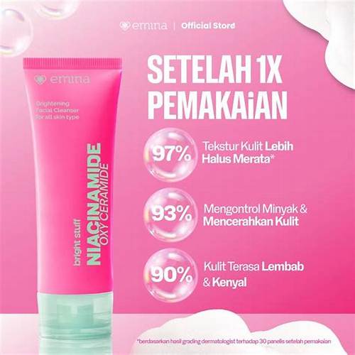 [CREATOR'S PICK] NEW! Emina Niacinamide Oxy Ceramide Brightening Face Wash 50ml 100ml - Sabun Muka Cerah, Glowing, Perbaiki Skin Barrier, Mengontrol Minyak Sebum, Lembab Tanpa Ketarik, Anti Kusam, Cocok untuk semua jenis kulit