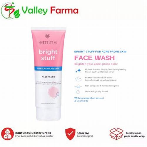 Emina Bright Stuff Face Wash - Sabun Muka Cerah Glowing Anti Kusam | Merah Jingga Official