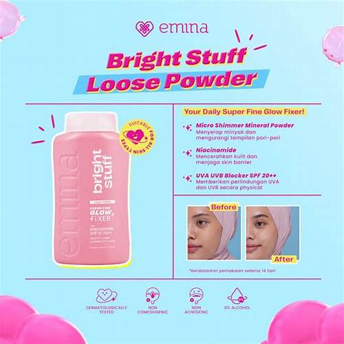 Emina Bright Stuff Loose Powder 55gr | Merah Jingga Official