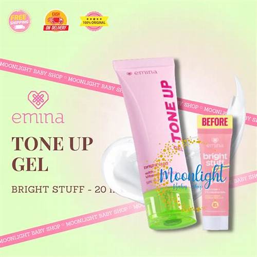 Emina Bright Stuff Tone Up Gel 20ml - Pelembab Wajah Mencerahkan, Perlindungan dari Sinar UV - Mudah Menyerap - Mudah Merata - Anti Luntur - Non-Comedogenic - Non-Acnegenic - Cocok untuk semua jenis kulit