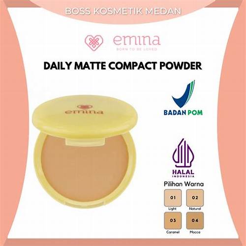 Emina Daily Matte Compact Powder 11g - Bedak Padat Matte Finish Oil Control Tahan Lama 8 Jam, Blur Pori Halus, Smooth Skin, Anti Kilap, Cocok untuk Kulit Berminyak & Acne Prone, Makeup Natural Flawless Daily
