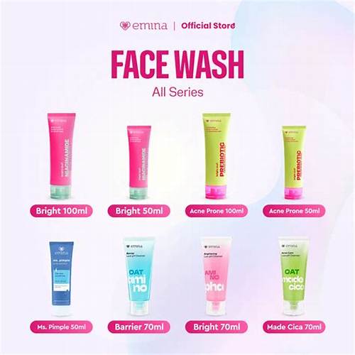 Emina Face Wash All Series - Niacinamide Oxy Ceramide Brightening Face Wash, Emina Prebiotic Tranexamic Acid Brightening, Ms Pimple Acne Solution, Oat Amino Low pH Cleanser