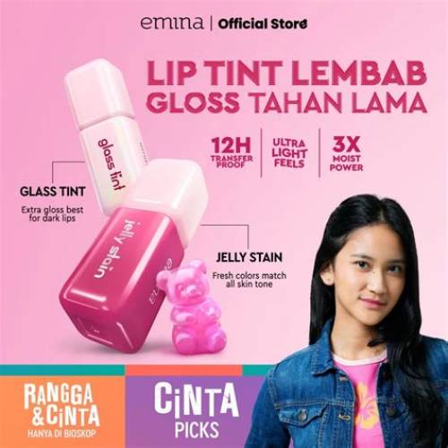 Emina Jelly Stain - Lip Tint Korea Glossy Ombre Tahan 12 Jam Ringan Longlasting Transferproof SPF 25 Vitamin E Makeup Lip Stain Lembab Lipgloss Lip Matte Lipstick Lip Care Anak Sekolah
