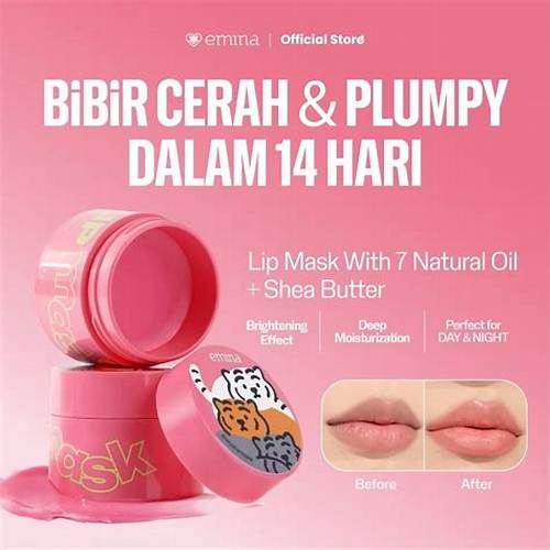 Emina Lip Mask 9 g - Masker Perawatan Bibir Lembab, High-Moisture Tech, Mencerahkan Bibir, Menghaluskan Dan Melembabkan