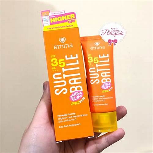Emina Sun Battle Bright Glow SPF 35 PA+++ - Sunscreen Wajah | Merah Jingga Official