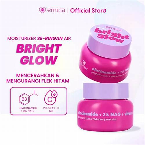 Emina Water Bright Glow Gel Moisturizer 30g - Pelembab Wajah - Moisturizer Gel - Mencerahkan & Menyamarkan Flek Hitam, Kulit Glowing, Meratakan Warna Kulit