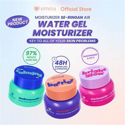 Emina Water Gel Moisturizer 30g - Mencerahkan Mengurangi Flek Hitam 48H Menjaga Kelembapan Memperkuat Skin Barrier Mengurangi Jerawat dan Meredakan Kemerahan Kulit Glowing Mengandung Niacinamide dan Vitamin C