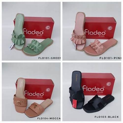 Fladeo B26/LDS765-2PB/Sandal Teplek Slide Wanita [ Flat Slipper Sandals ]