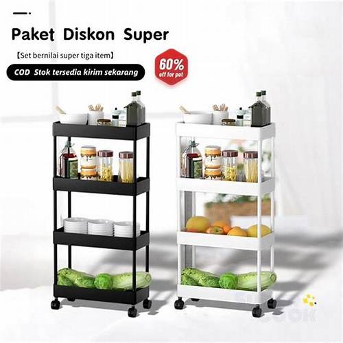Foldify-Rak Susun Serbaguna/Rak Dapur/Rak Dapur Serbaguna/Rak Troli/Rak Troli Susun Roda