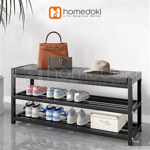 Homedoki Rak Sepatu Kursi/Tempat Sepatu/Lemari Sepatu 2 Susun/Rak Sepatu Duduk/Bench Storage Sepatu