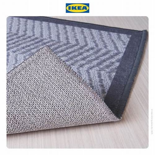 IKEA SHUFU Karpet Samping Tempat Tidur Antislip Serbaguna Multifungsi Abu Bergaris 45x120cm