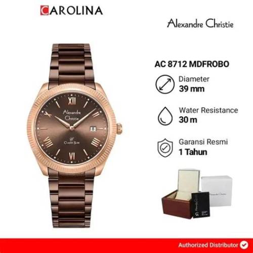 Jam Tangan Pria Alexandre Christie Classic AC 8712 MDFROBO Brown Dial Brown Stainless Steel Strap