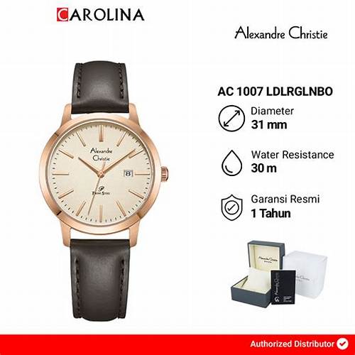 Jam Tangan Wanita Alexandre Christie AC 1007 LDLRGLNBO Gold Dial Brown Leather Strap