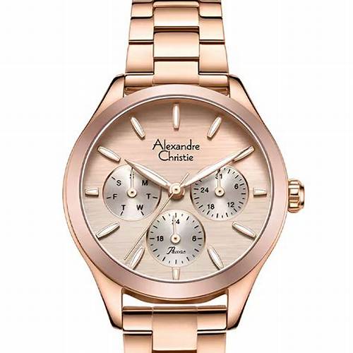 Jam Tangan Wanita Alexandre Christie Christie Multifunction AC 2A93 BFBRGLB Dial Rose Gold Stainless Steel Strap