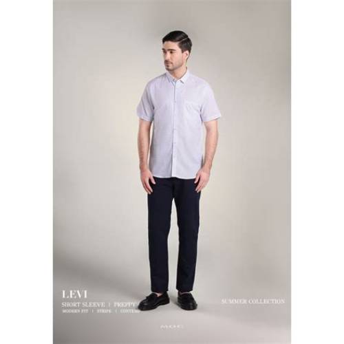MOC Kemeja Lengan Pendek Pria LEVI - White