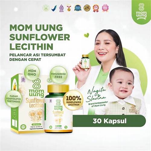 Megah Sakti - Mom Uung Sunflower Lecithin | Pelancar Sumbatan ASI Non GMO Halal isi 30 Kapsul