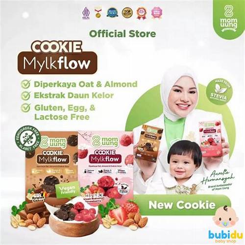 Mom Uung Cookie Mylkflow - Snack Sehat Tinggi Protein Kaasium & Asam Folat - Rendah Gula - Lactose Free Pelancar ASI