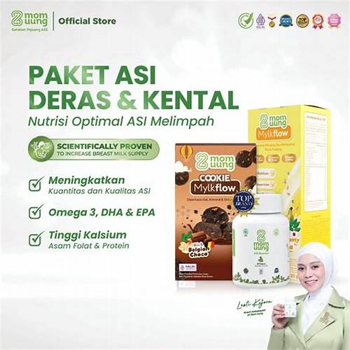 Mom Uung Paket ASI Deras & Kental - ASI Booster 30 Kapsul  + Cookie Mylkflow 120gr + Susu Mylkflow 5 Sachet - Pelancar ASI Halal BPOM