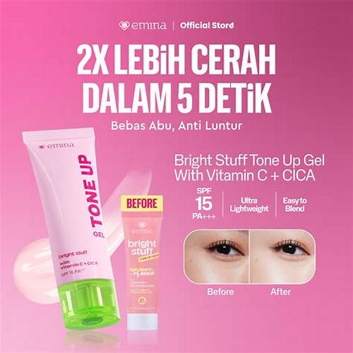 [NEW!] EMINA Tone Up Cream Gel - 2x Instan Mencerahkan Kulit, Efek Tone Up Glowing Skin, UV Protection SPF 15, No Whitecast, Tekstur Ringan, Anti Luntur, Easy to Blend, Brightening Formula, Mudah Menyerap, Cocok untuk semua jenis kulit