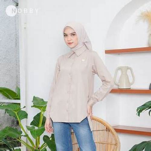 Nobby Aksara Shirt Kemeja Atasan Wanita Bahan Woolpeach Ultimate