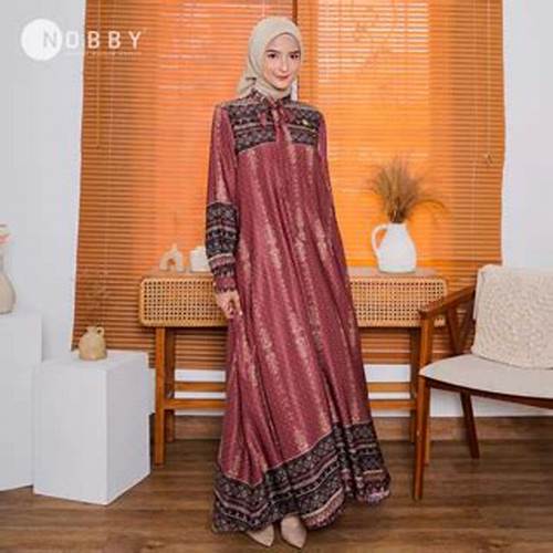Nobby Nabria Dress Gamis Lengan Panjang Wanita Arabic Pattern Bahan Ayesha Silk
